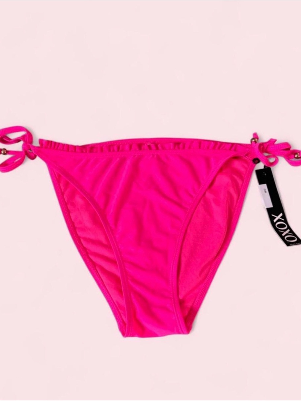 NWT XOXO Hot Pink Tie Side Bikini Bottoms Size Large